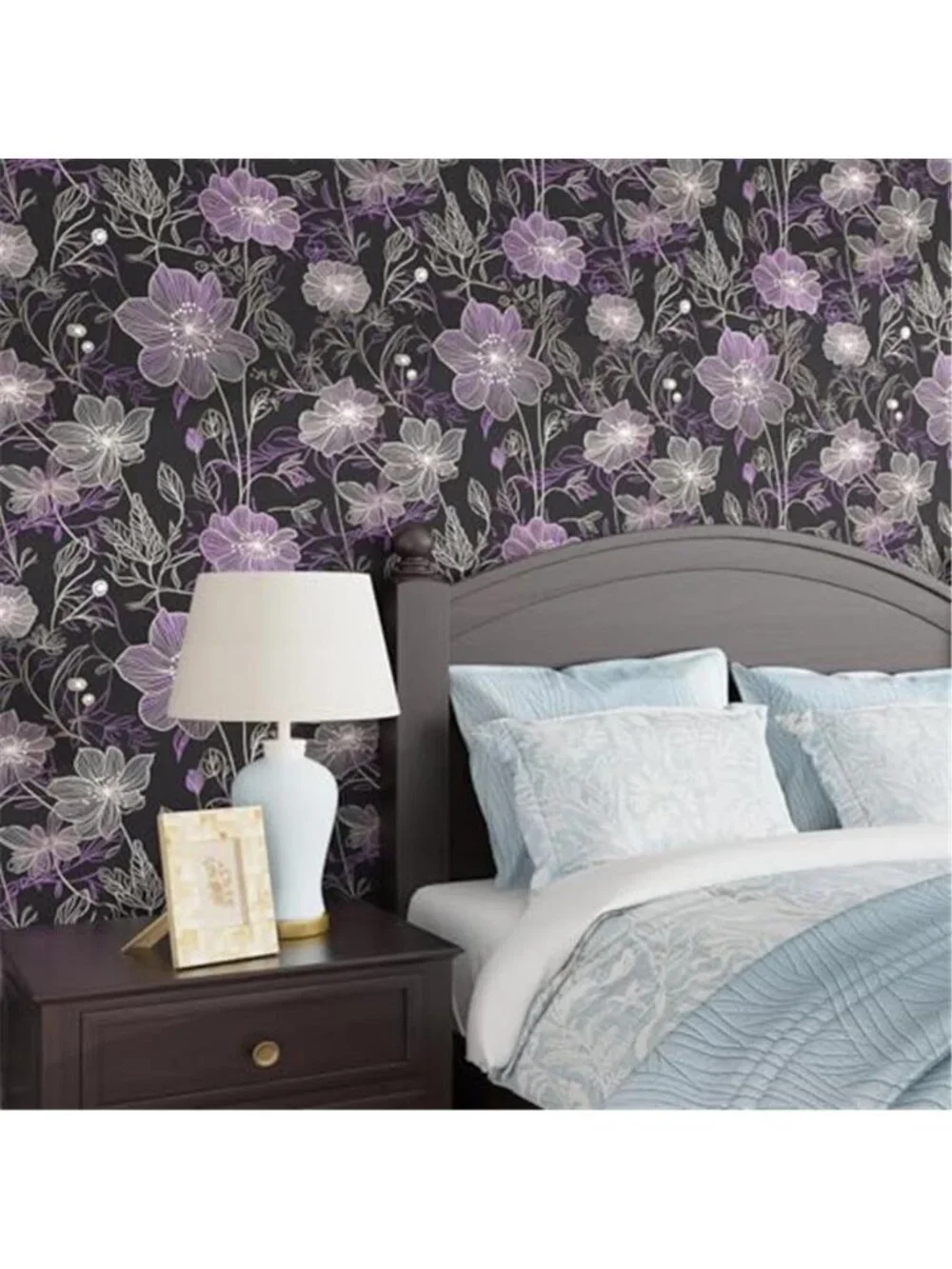 Purple Floral Peel Stick Wallpaper Dark Boho Botanical Self Adhesive Removable